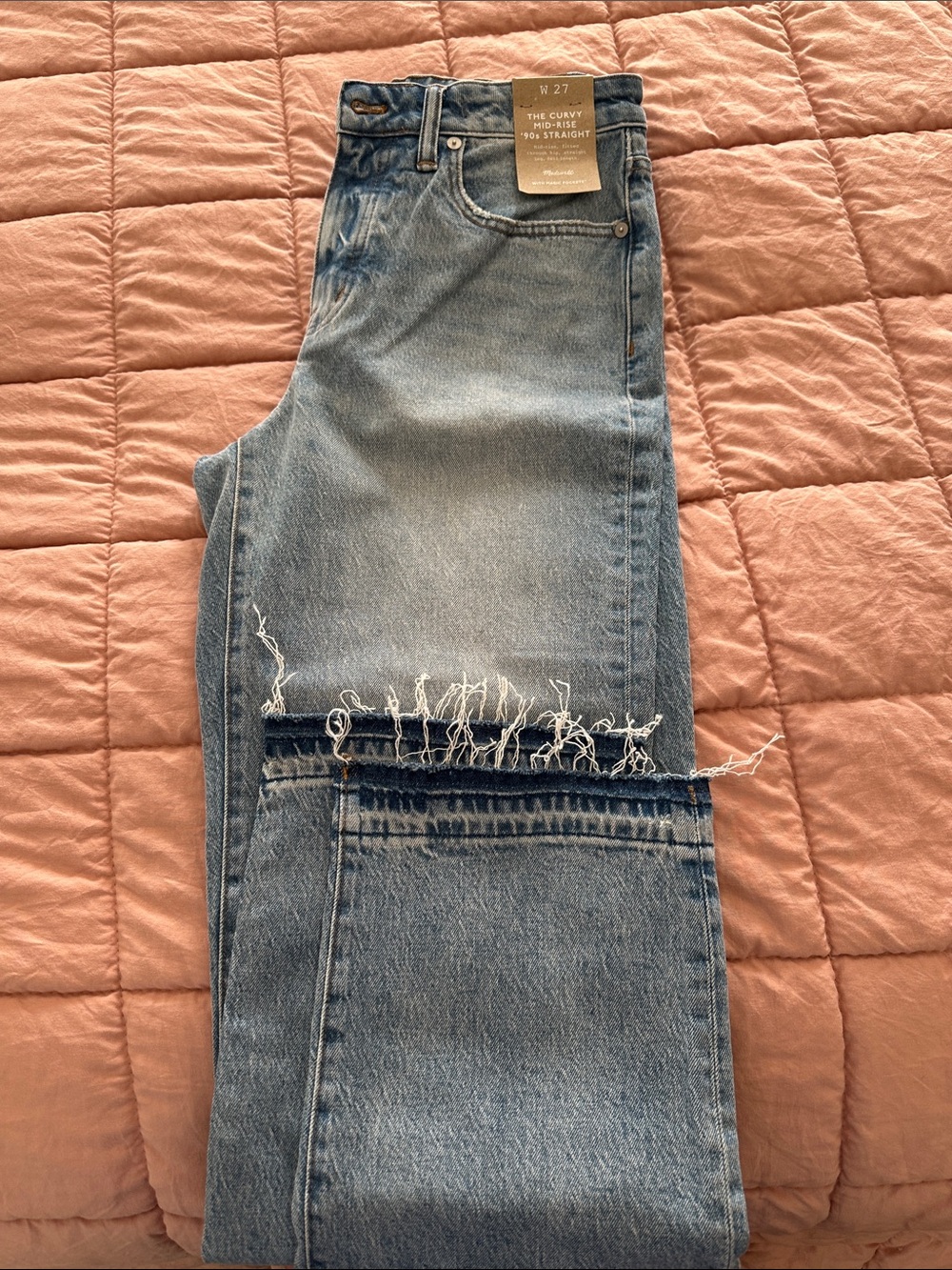Madewell 90s Straight leg Jeans with rough hem- Curvy Mid-Rise - Picture 2 of 3